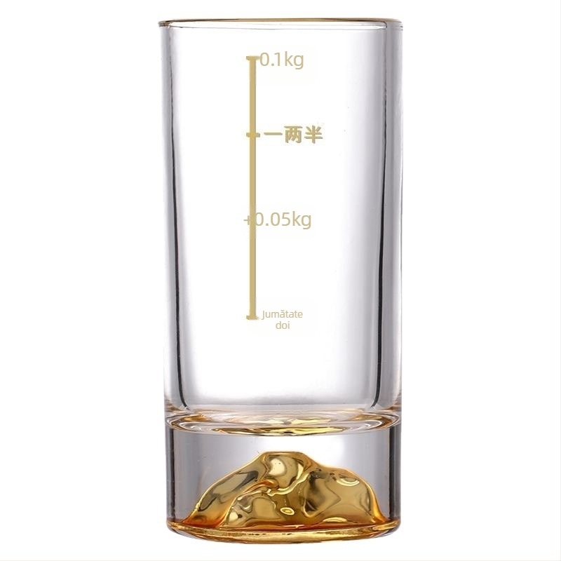 Pahar de licor Jinshan cu decorațiune aurie, capacitate mare 100 ml, singur pahar cu scară, distribuitor Guan Shan