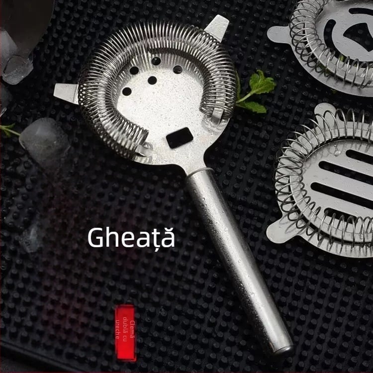 Filtru de gheață din oțel inoxidabil, cu cinci găuri, mâner tubular gol, pentru amestecarea cocktailurilor