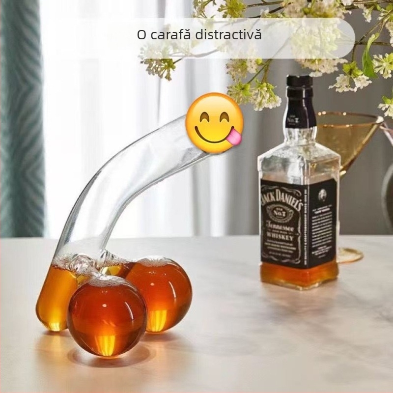 Decantor Tintin, sticluță de whisky amuzantă, pahar de vin cu motiv de pasăre, cadou original