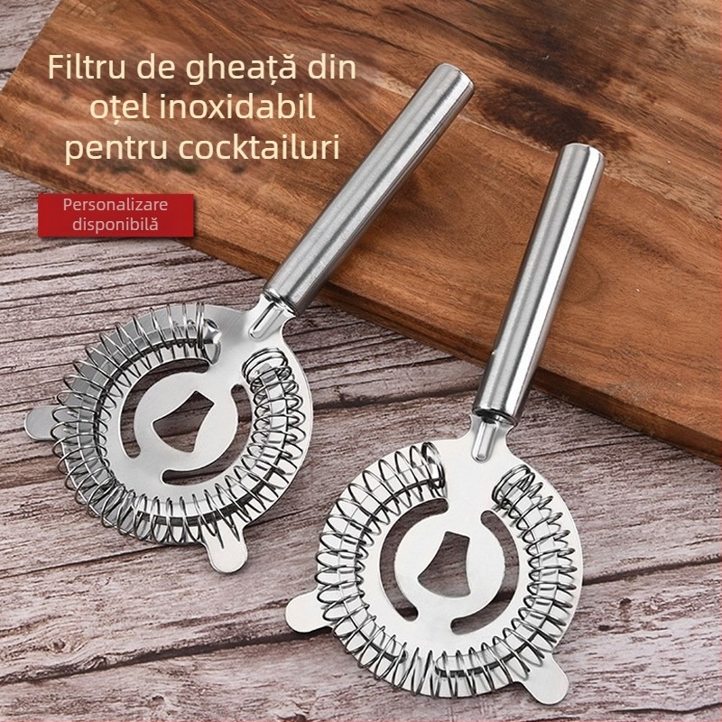 Separator de gheață din oțel inoxidabil, cu mâner lung și cap rotund, filtru 430 și filtru 304
