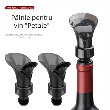 Stopper de vin cu formă de petală, dop vid pentru conservare și turnător de vin, decantator 2-in-1 pentru turnare rapidă.