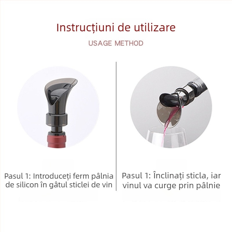 Stopper de vin cu formă de petală, dop vid pentru conservare și turnător de vin, decantator 2-in-1 pentru turnare rapidă.