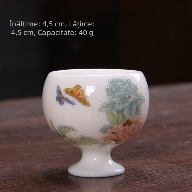 Set de pahare din porțelan pentru vin alb, design minimalist modern, cu motiv hortensie, 20 de piese