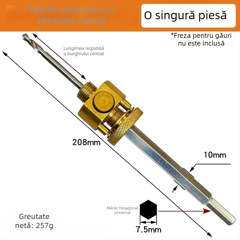 Spot pentru gips-carton cu perforator bi-metalic și tijă de extensie cu eliberare rapidă