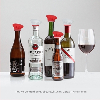 Luxing dop de vin din silicon cu design de pălărie de bucătar – sigilare vacuum, etanșare anti-scurgeri pentru șampanie și vin