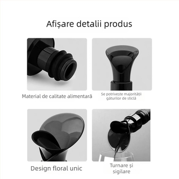 Stopper pentru sticla de vin roșu, în formă de petală, cu robinet de turnare, potrivit pentru diferite sticle, depozitare și etanșare, două funcții