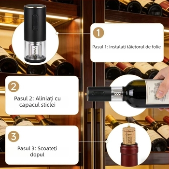 Deschizător electric automat pentru vin, în set cadou cu unelte din oțel inox, reîncărcabil