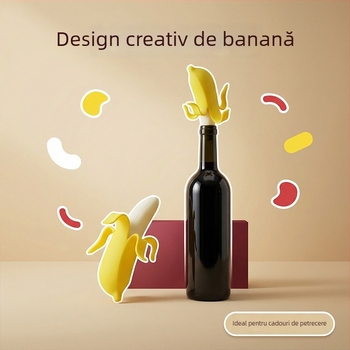 Dop din silicon în formă de banană pentru sticle de vin și șampanie
