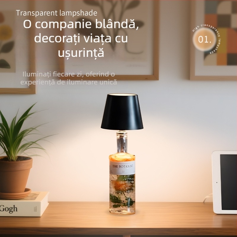 Lampa pentru sticlă de vin cu capac inserabil – lumină de noapte și lampă ambientală (reîncărcabilă)