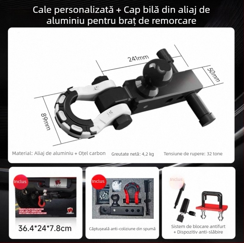 Set cu cap de bilă din aliaj de aluminiu pentru brațul de remorcare Tank 300