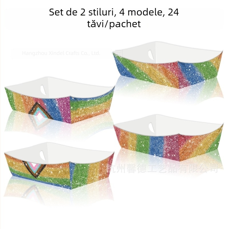 Tp051 Tavă pentru gustări cu pudră de aur, în cutie de hârtie în formă de barcă