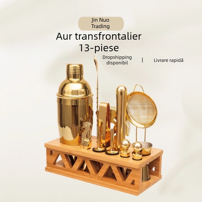 Set shaker cocktail din oțel inoxidabil 304, 13 piese