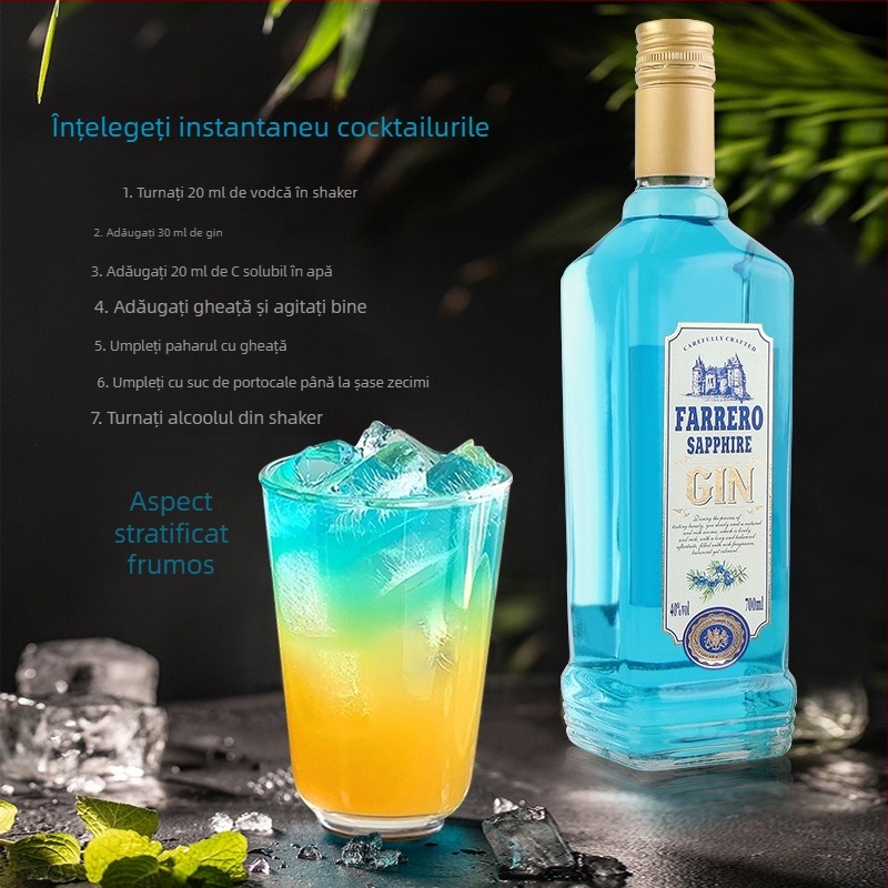 Bază de gin Sapphire pentru cocktailuri, 700 ml, 40% vol, pentru baruri și cluburi