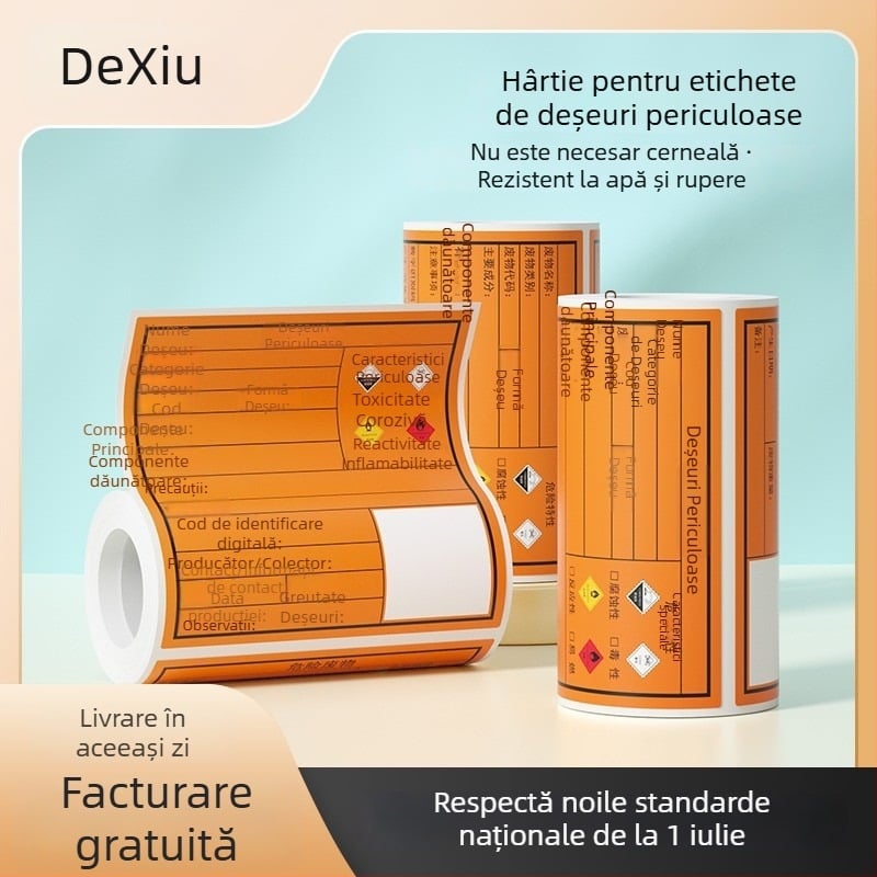 Hârtie termică autocolantă pentru etichete deșeuri periculoase