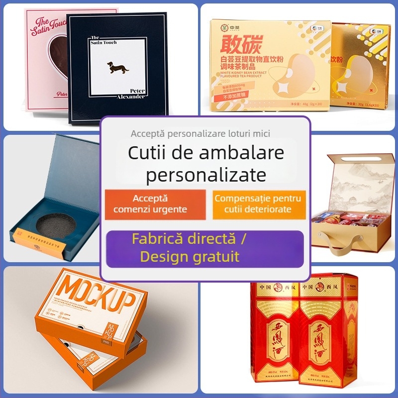 Cutie cadou pentru ceai, cu capac din două părți, ambalaj personalizabil