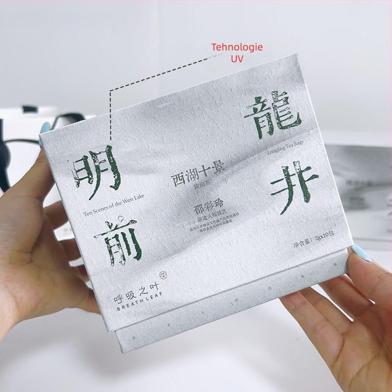 Cutie cadou pentru ceai cu două părți, cu logo personalizabil și finisaj UV, stil nou chinezesc, hârtie cu aromă de paie