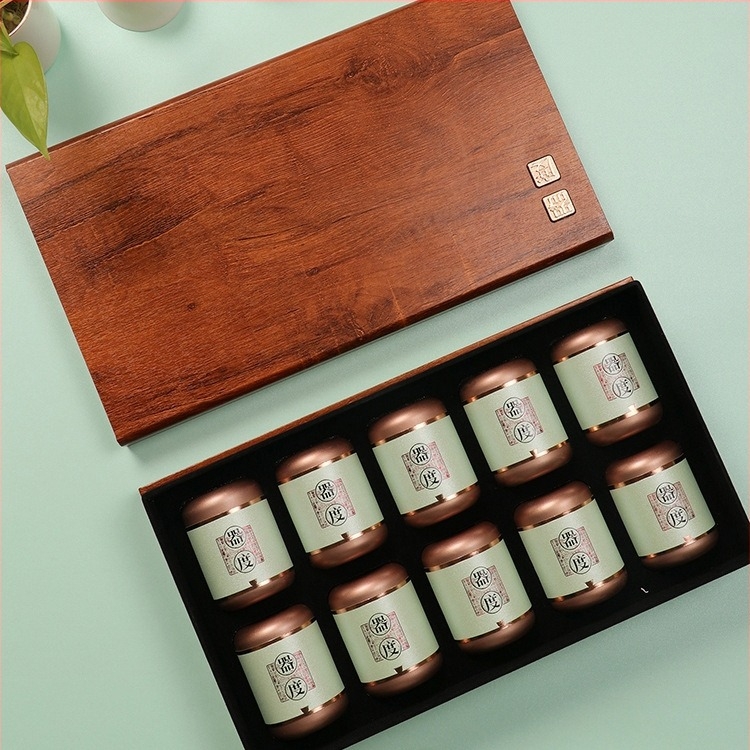 Cutie din lemn pentru ceai, cutie cadou goală pentru borcanele mici de ceai
