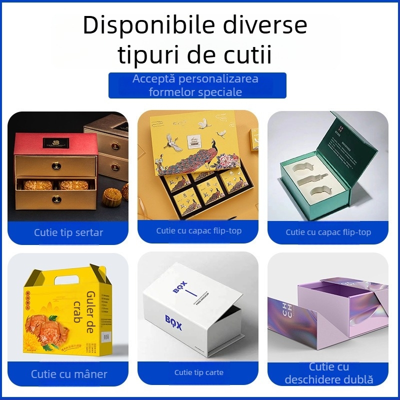 Cutie cadou de ceai cu deschidere dublă, capac și mâner, cutie colorată cu capac rabatabil, pentru loturi mici, realizată cu senzație premium