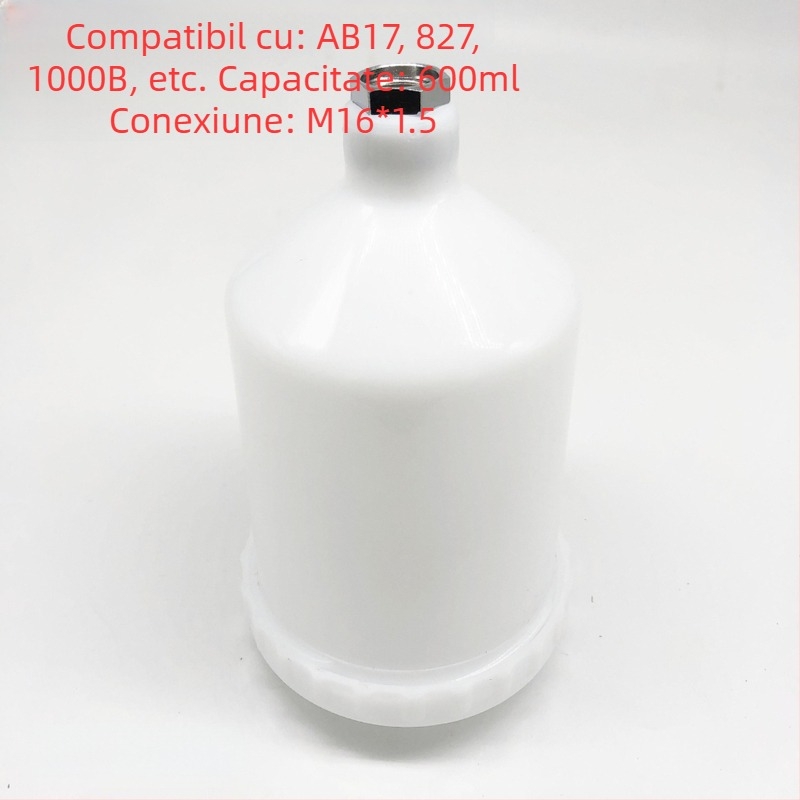 Rezervor superior pentru pistol de vopsire, cu cupă din plastic și filet intern/extern — accesorii pentru pistol