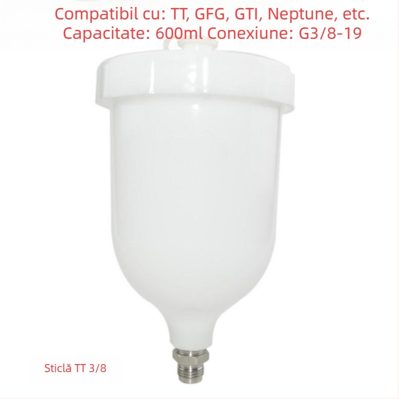 Rezervor superior pentru pistol de vopsire, cu cupă din plastic și filet intern/extern — accesorii pentru pistol