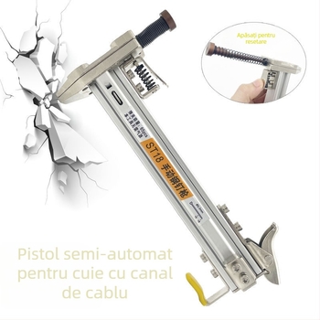 ST18 Pistol de cuie cu bandă metalică – unealtă manuală, semi-automat pentru fixarea canalelor de cablu pe pereți din ciment