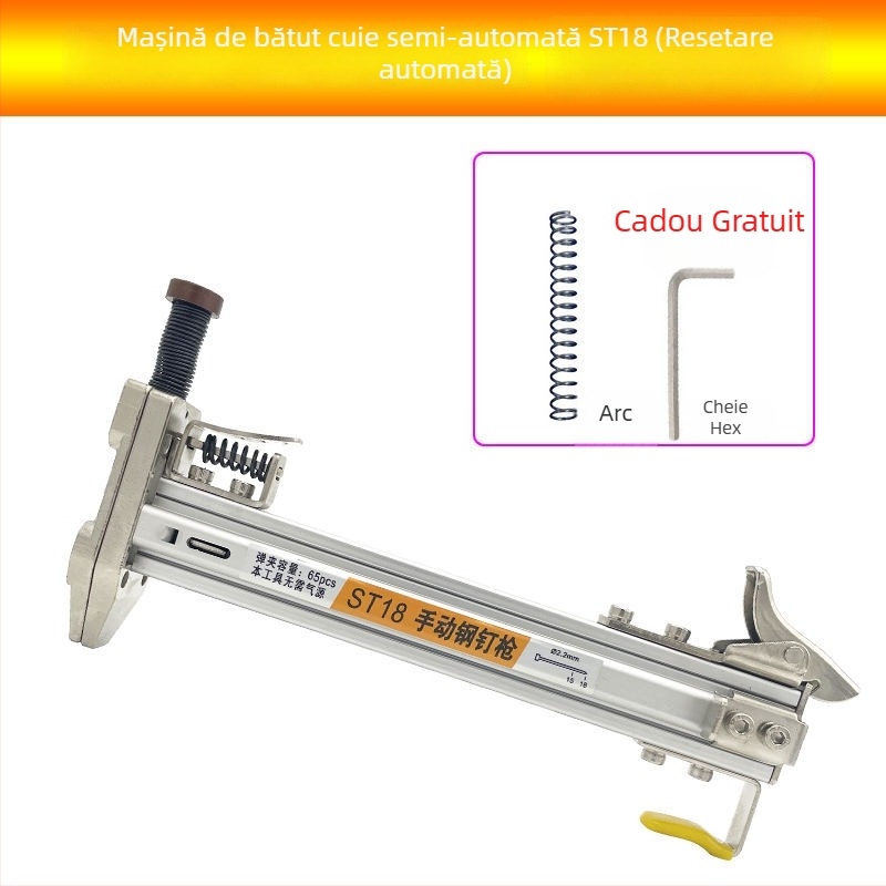 ST18 Pistol de cuie cu bandă metalică – unealtă manuală, semi-automat pentru fixarea canalelor de cablu pe pereți din ciment