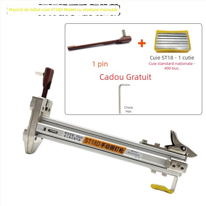 ST18 Pistol de cuie cu bandă metalică – unealtă manuală, semi-automat pentru fixarea canalelor de cablu pe pereți din ciment