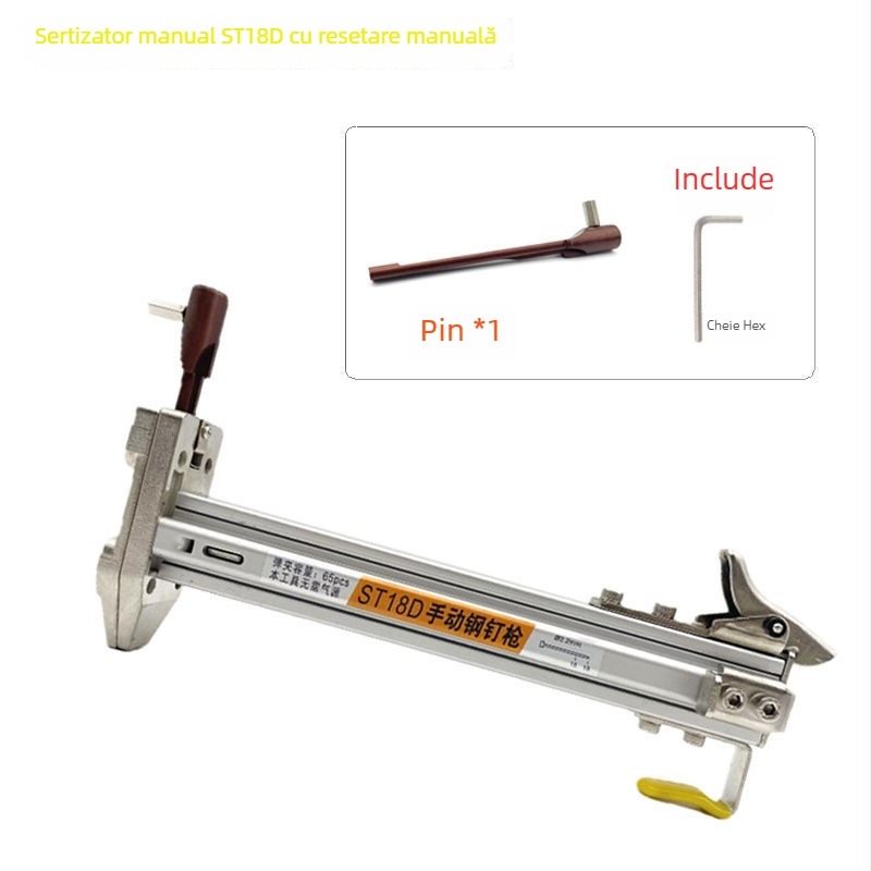 ST18 Pistol de cuie cu bandă metalică – unealtă manuală, semi-automat pentru fixarea canalelor de cablu pe pereți din ciment