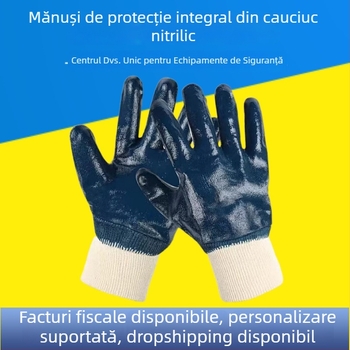 Mănuși de lucru cu acoperire nitrilă și căptușeală din bumbac, rezistente la uleiuri și la substanțe chimice, impermeabile, din pânză cu acoperire de cauciuc