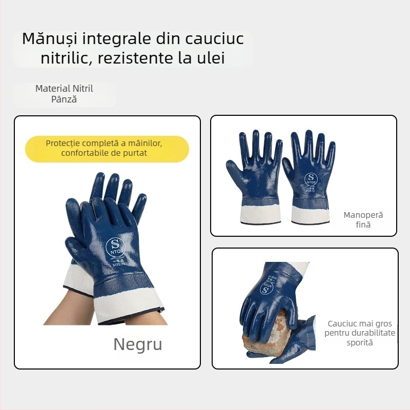 Mănuși de lucru cu acoperire nitrilă și căptușeală din bumbac, rezistente la uleiuri și la substanțe chimice, impermeabile, din pânză cu acoperire de cauciuc