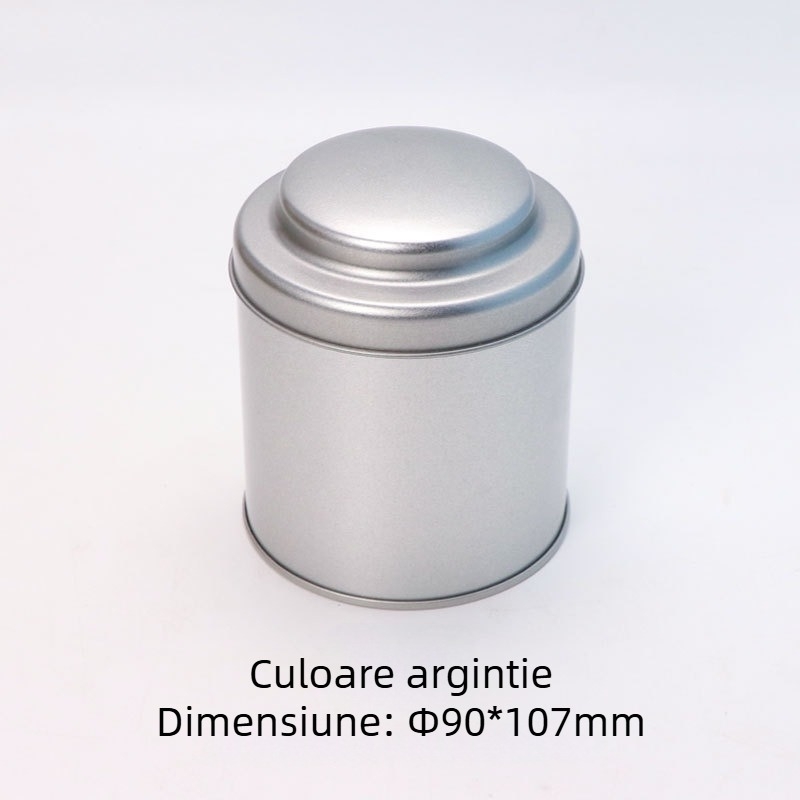 Cutie metalică de ceai personalizabilă, mandarin verde mic, metal alimentar, formă circulară cu capac convex