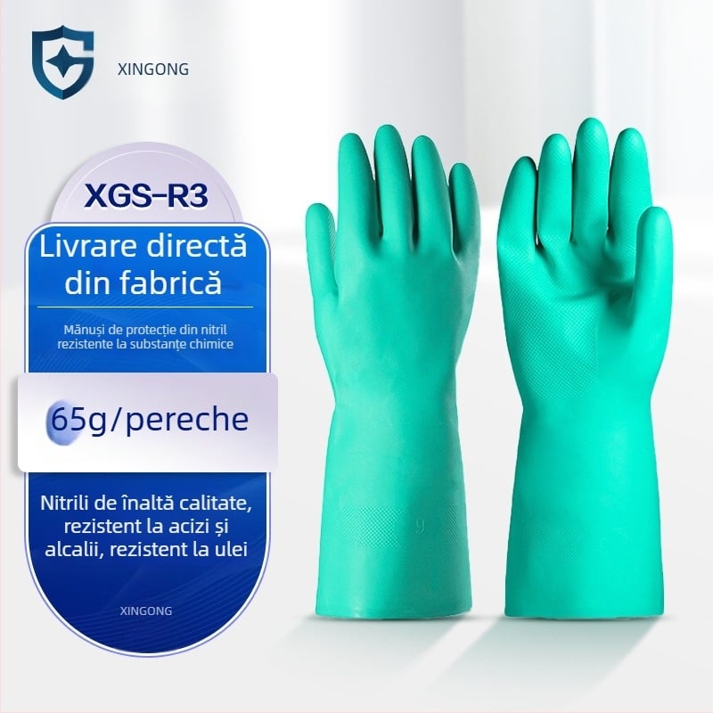 Xinggong mănuși nitril rezistente chimic, la ulei, la acizi și baze, antiderapante, impermeabile, mănuși de protecție industriale