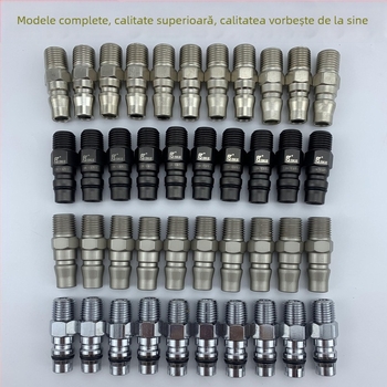 Conector pneumatic rapid din oțel negru-auriu, cu cuplaj rapid întărit, mic pistol de aer pentru suflare praf, cap cu filet extern 20PM