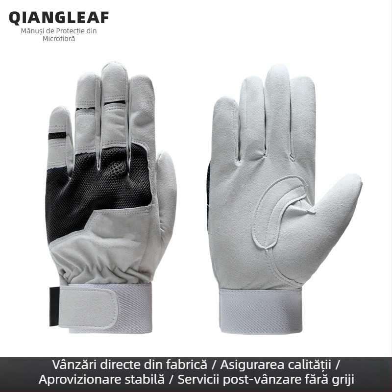 Mănuși Strong Leaf – protecție pentru muncă, din microfibră, respirante, rezistente la abraziune, pentru manipulare, lucru și ciclism în aer liber
