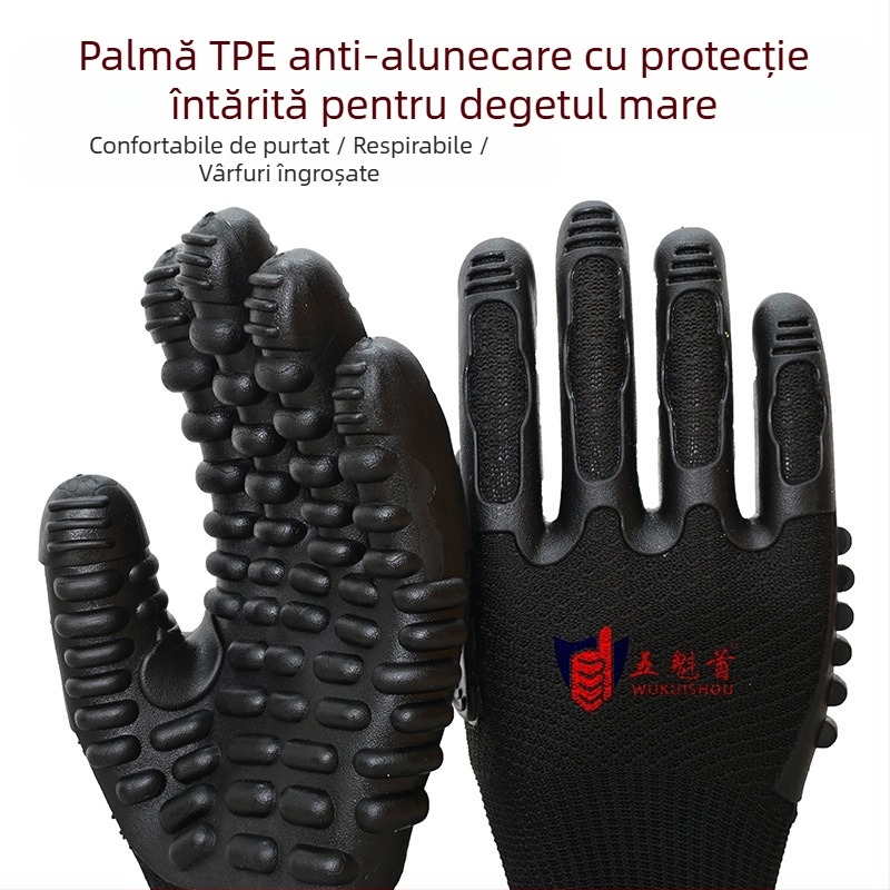 Mănuși antivibrație industriale, respirabile, pentru șantier, anti-derapare și rezistente la uzură
