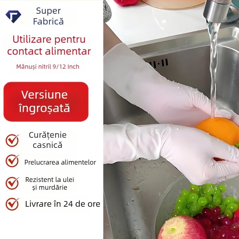 Mănuși nitril de unică folosință Zhonghongming, rezistente la ulei, pentru procesarea alimentelor și curățenie în gospodărie, 9–12 inch