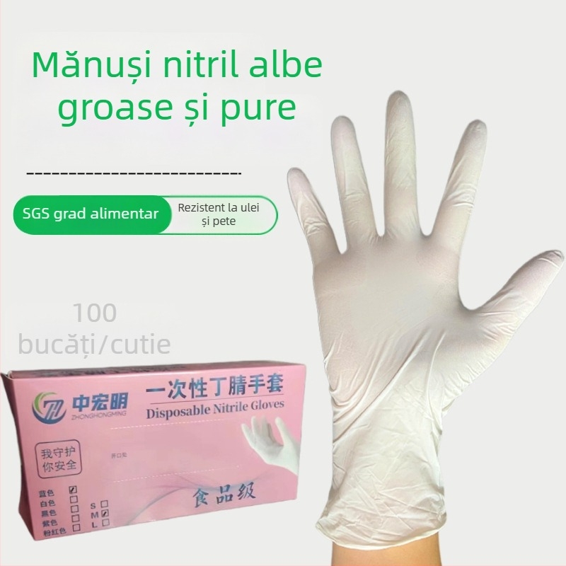 Mănuși nitril de unică folosință Zhonghongming, rezistente la ulei, pentru procesarea alimentelor și curățenie în gospodărie, 9–12 inch