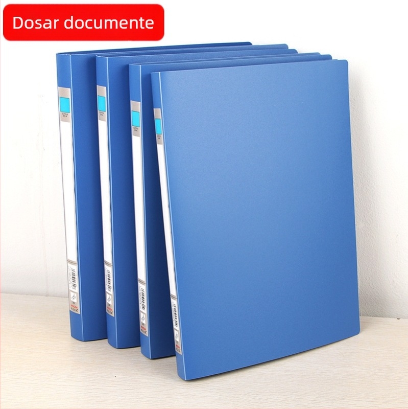 Dosar plastic albastru A4 cu clemă dublă pentru documente