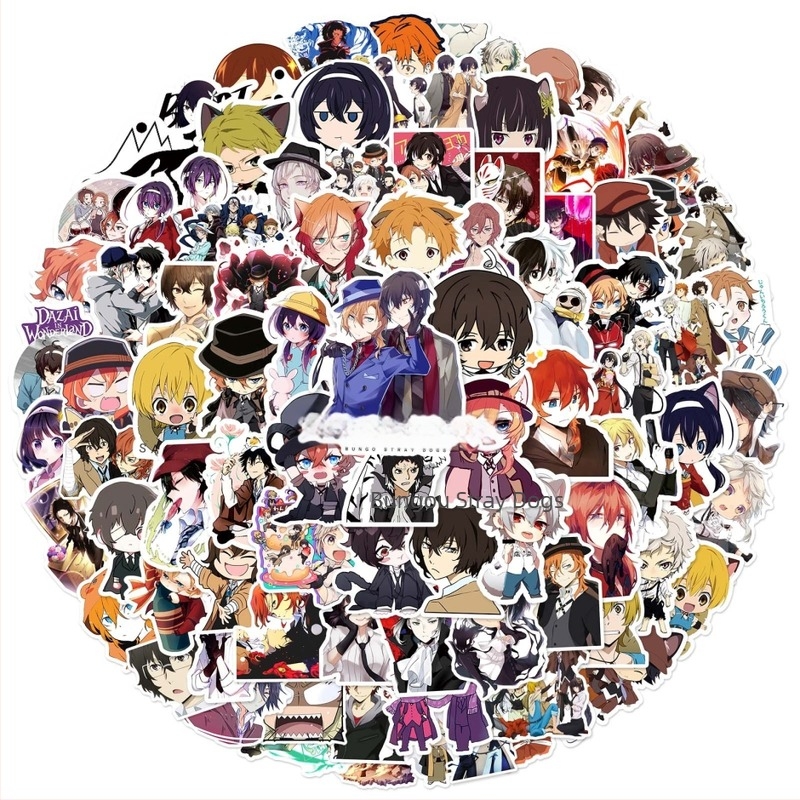 100 autocolante graffiti Bungo Stray Dogs – etichete PVC rezistente la apă pentru bagaje, caiete, skateboard și cască