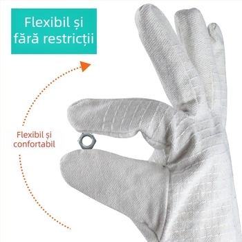 Mănuși de protecție din pânză, lungi, izolație dublă, țesătură albă de armură, întărite cu 24 de fire