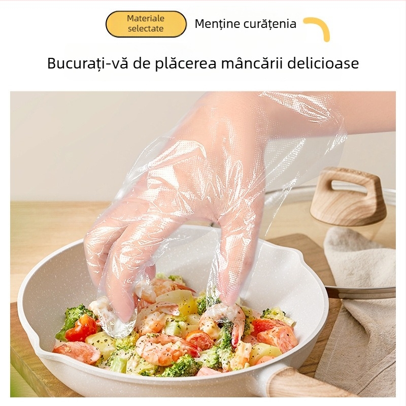 Mănuși de unică folosință din PE, întărite, pentru curățenie, cosmetică și procesarea alimentelor, rezistente la apă și la ulei.