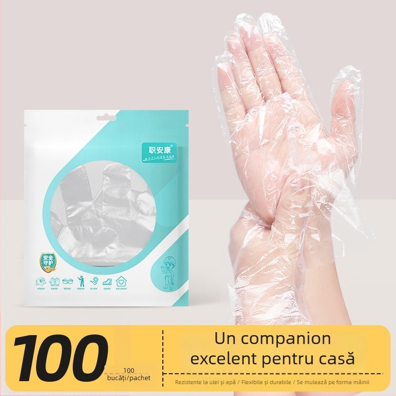 Mănuși de unică folosință din PE, întărite, pentru curățenie, cosmetică și procesarea alimentelor, rezistente la apă și la ulei.