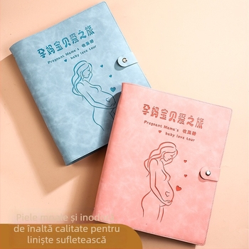 Plic din piele A4 pentru sarcină: documente de controale, ecografii și rapoarte medicale