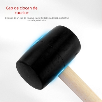 Ciocan de cauciuc cu mâner din lemn pentru montaj plăci ceramice și podele