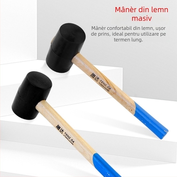 Ciocan de cauciuc cu mâner din lemn pentru montaj plăci ceramice și podele