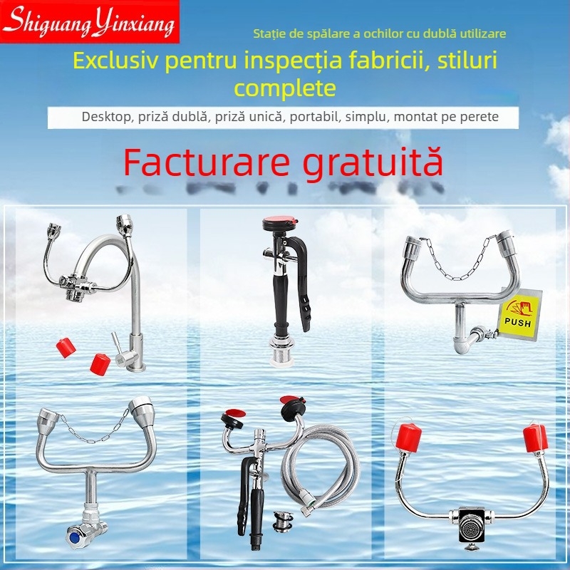 Stație de spălare a ochilor – de birou și portabilă, cu port unic sau dublu, tip pulverizare verticală