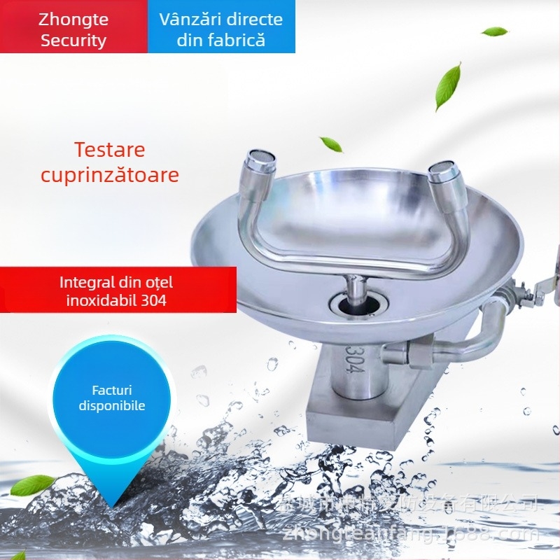 Spălător ocular vertical, oțel inoxidabil 304, duș de urgență pentru laborator