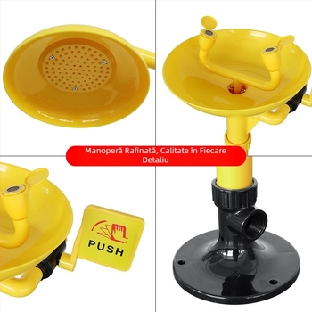 Duș de urgență cu spălare pentru ochi, acționat prin pedală, din ABS plastic compozit
