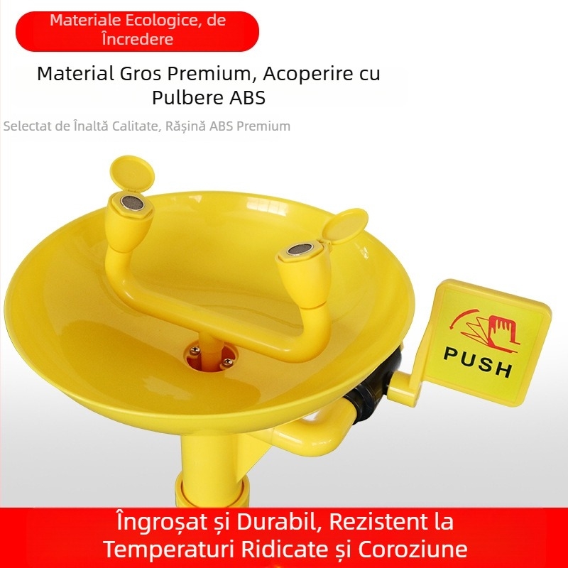 Duș de urgență cu spălare pentru ochi, acționat prin pedală, din ABS plastic compozit