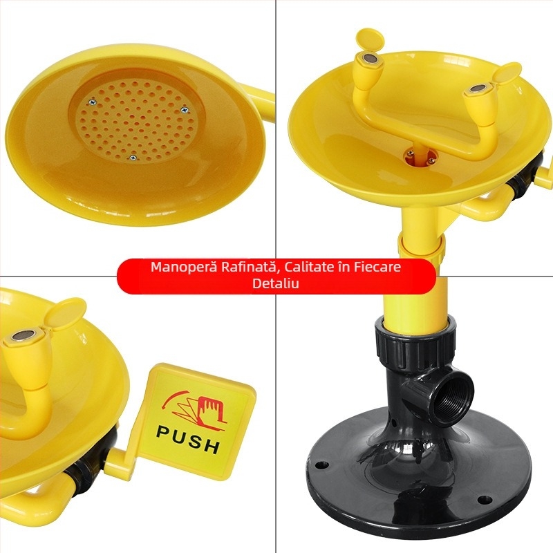 Duș de urgență cu spălare pentru ochi, acționat prin pedală, din ABS plastic compozit